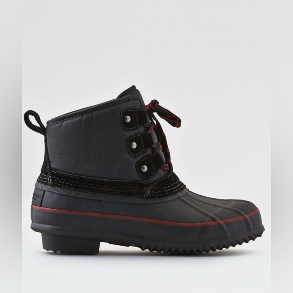 American Eagle Outfitters Duck Boots Women's Size 10 Black Ankle Lace-Up